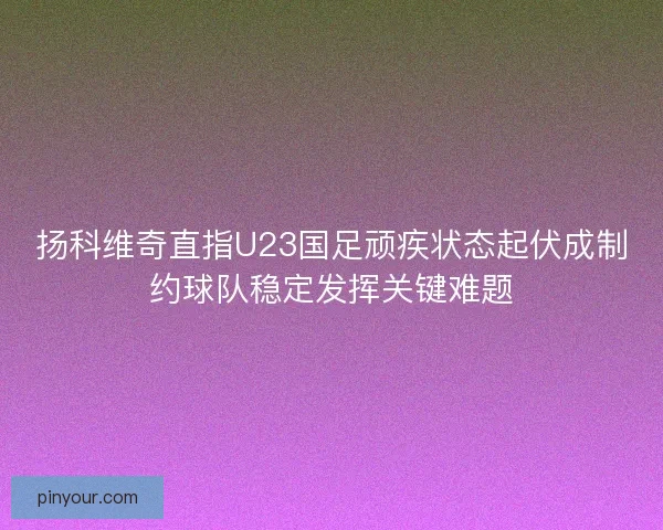 扬科维奇直指U23国足顽疾状态起伏成制约球队稳定发挥关键难题